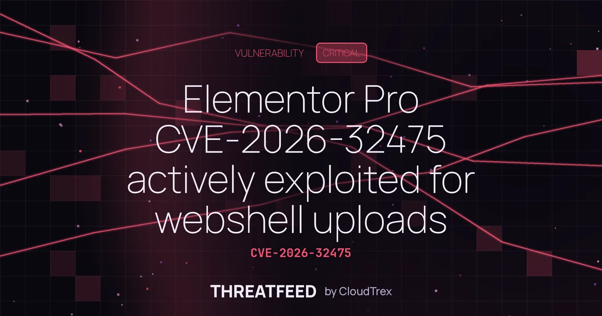 Elementor Pro CVE-2026-32475 actively exploited for webshell uploads