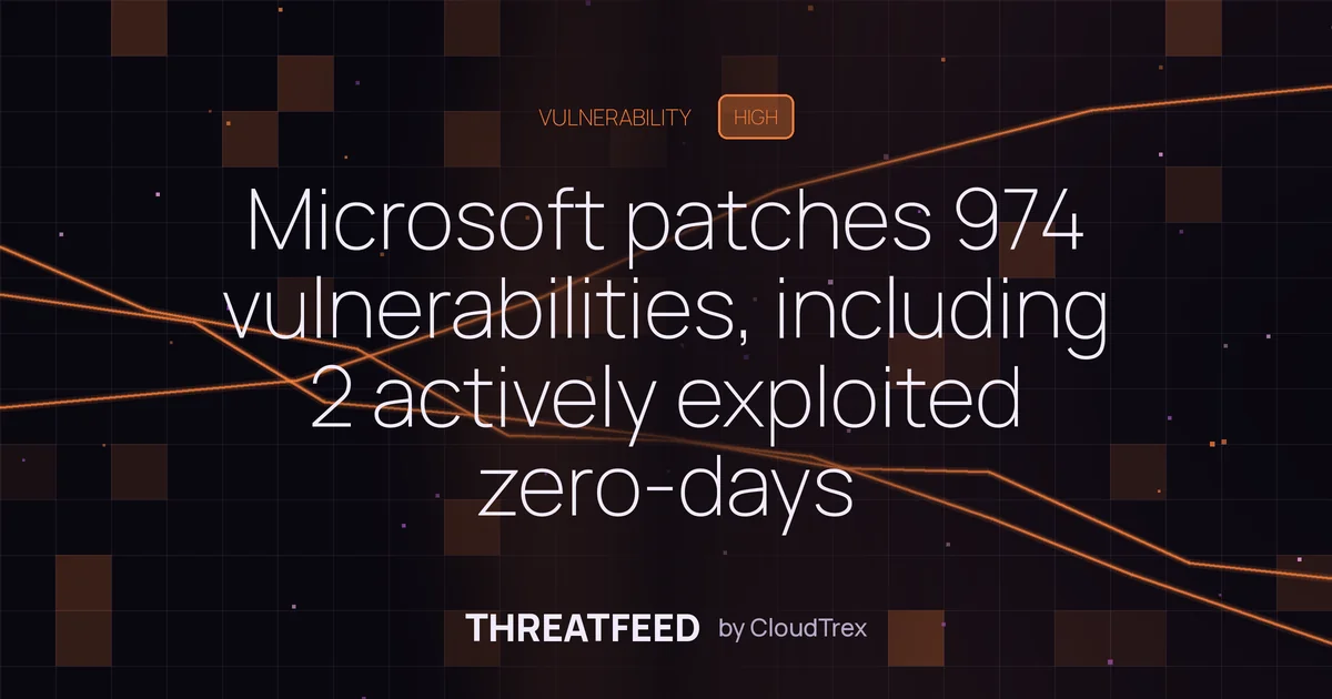 Microsoft patches 974 vulnerabilities, including 2 actively exploited zero-days