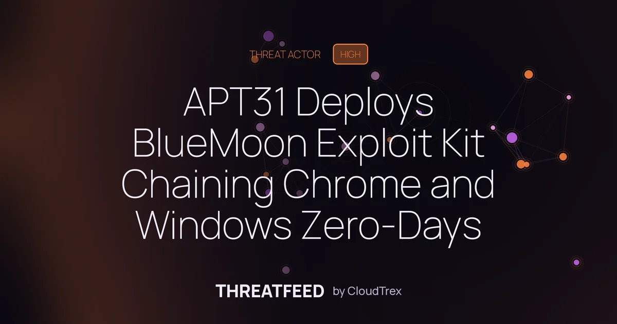 APT31 Deploys BlueMoon Exploit Kit Chaining Chrome and Windows Zero-Days