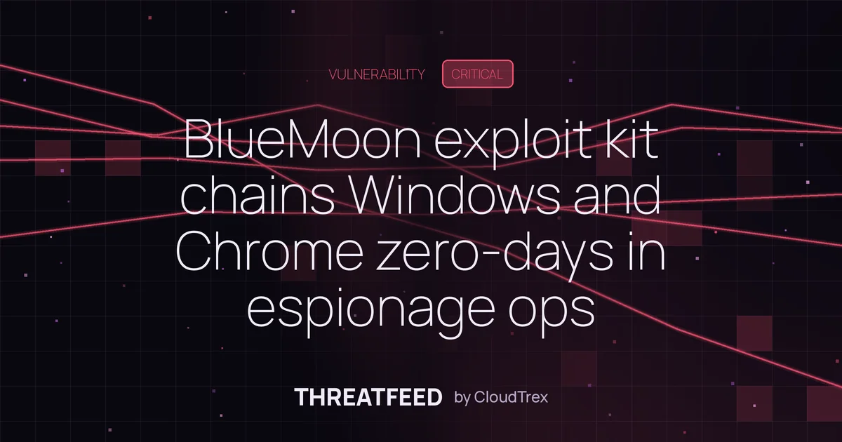BlueMoon exploit kit chains Windows and Chrome zero-days in espionage ops
