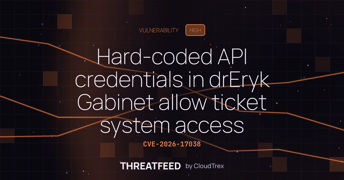 Hard-coded API credentials in drEryk Gabinet allow ticket system access