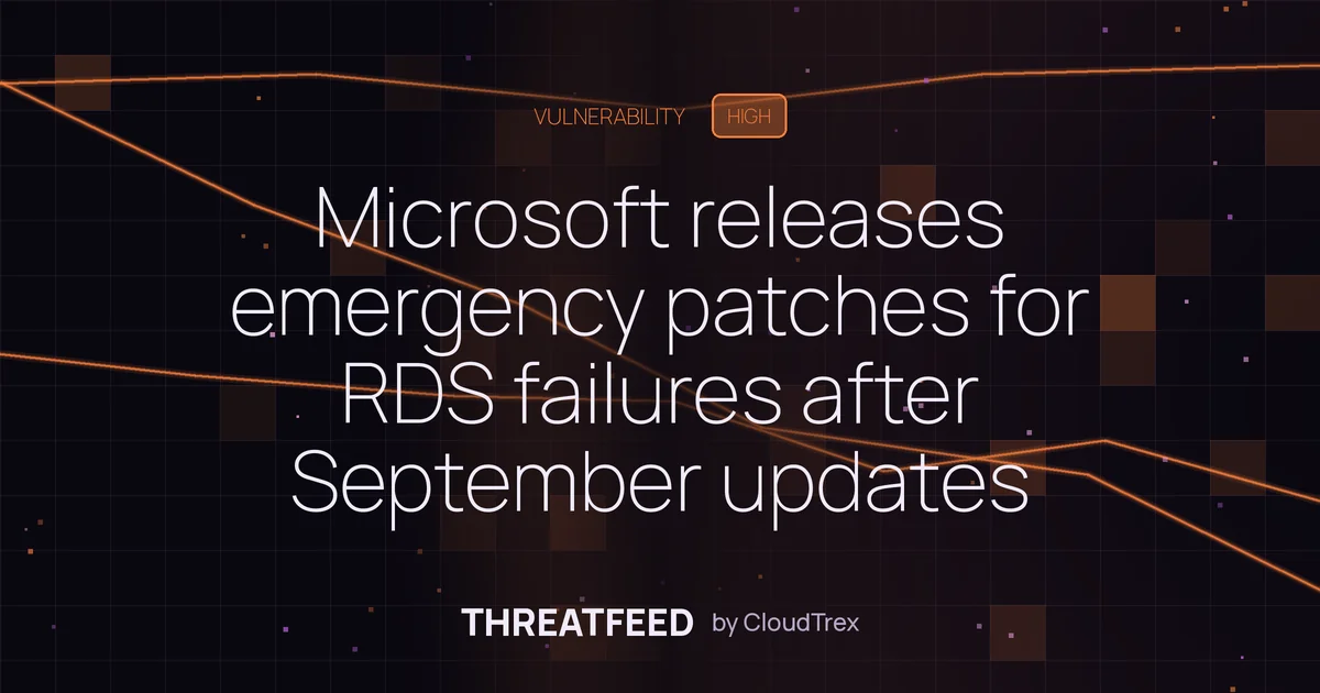 Microsoft releases emergency patches for RDS failures after September updates