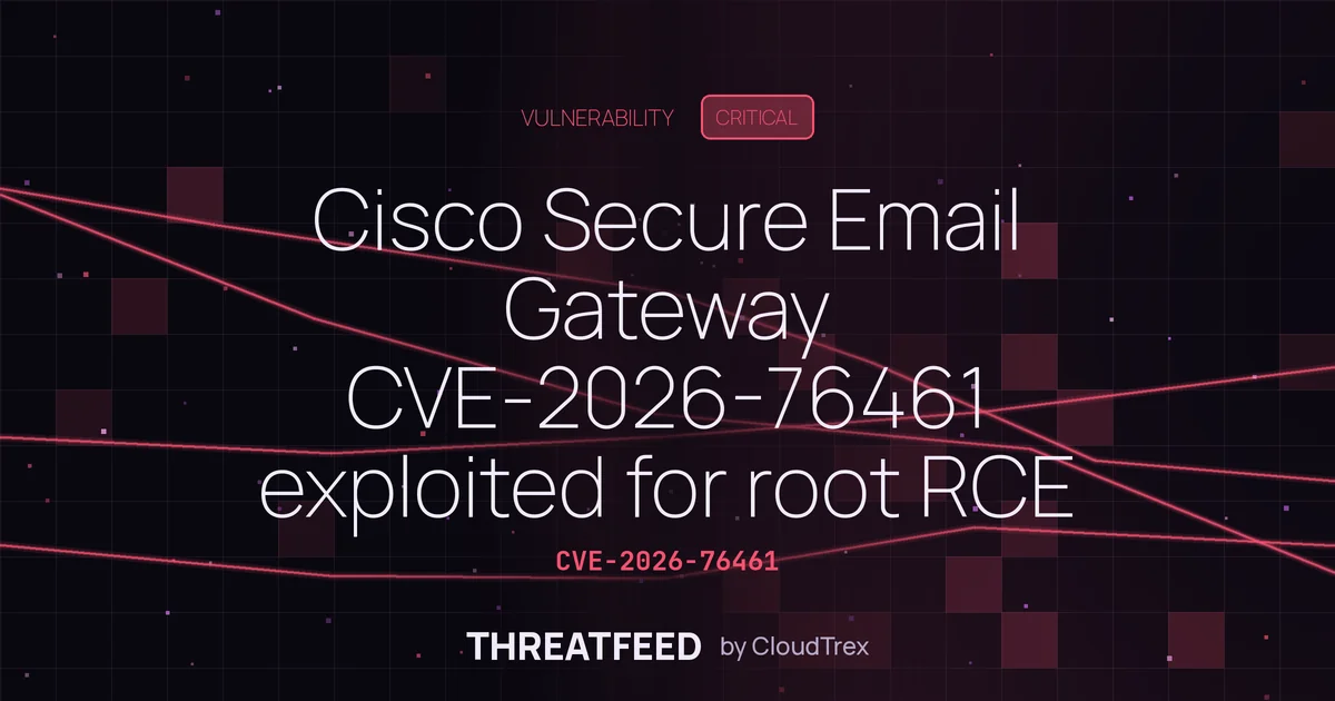 Cisco Secure Email Gateway CVE-2026-76461 exploited for root RCE