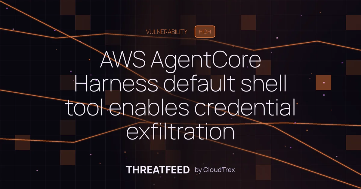 AWS AgentCore Harness default shell tool enables credential exfiltration