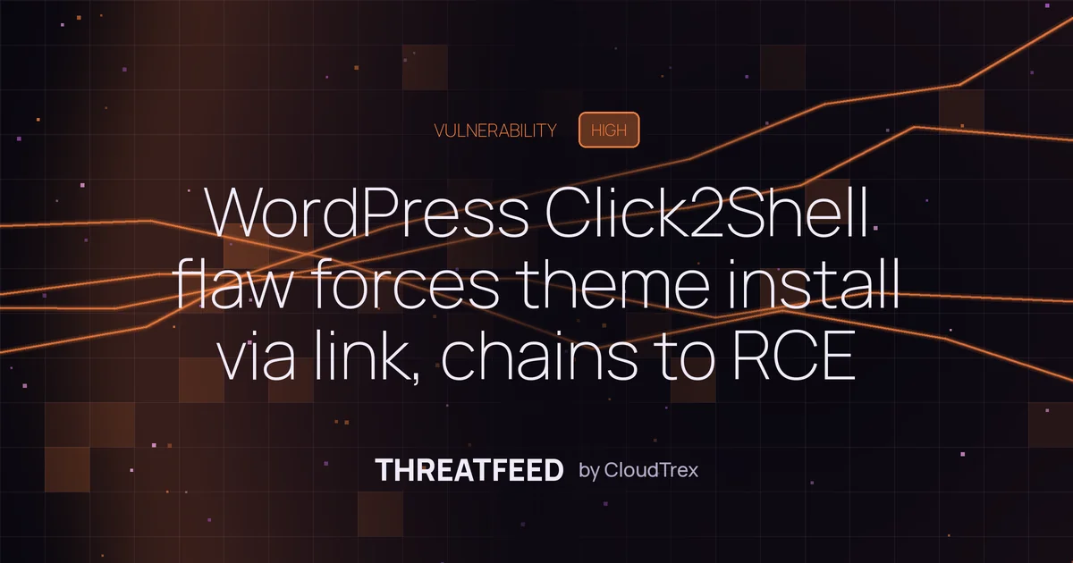 WordPress Click2Shell flaw forces theme install via link, chains to RCE