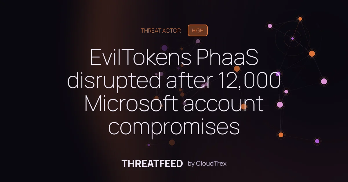 EvilTokens PhaaS disrupted after 12,000 Microsoft account compromise