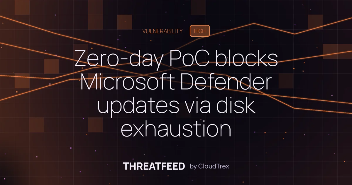 Zero-day PoC blocks Microsoft Defender updates via disk exhaustion