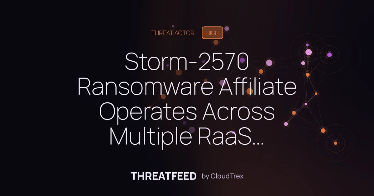 Storm-2570 Ransomware Affiliate Operates Across Multiple RaaS Ecosystems