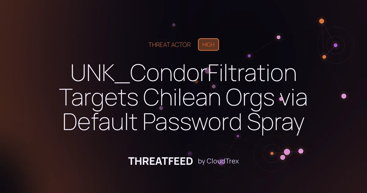 UNK_CondorFiltration Targets Chilean Orgs via Default Password Spray