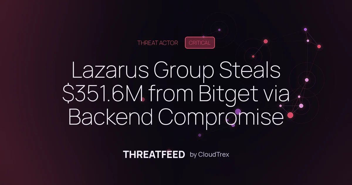 Lazarus Group Steals $351.6M from Bitget via Backend Compromise