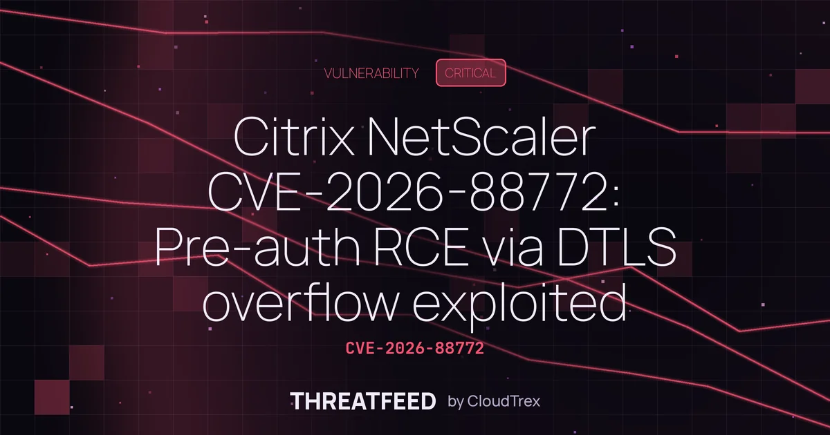Citrix NetScaler CVE-2026-88772: Pre-auth RCE via DTLS overflow exploited