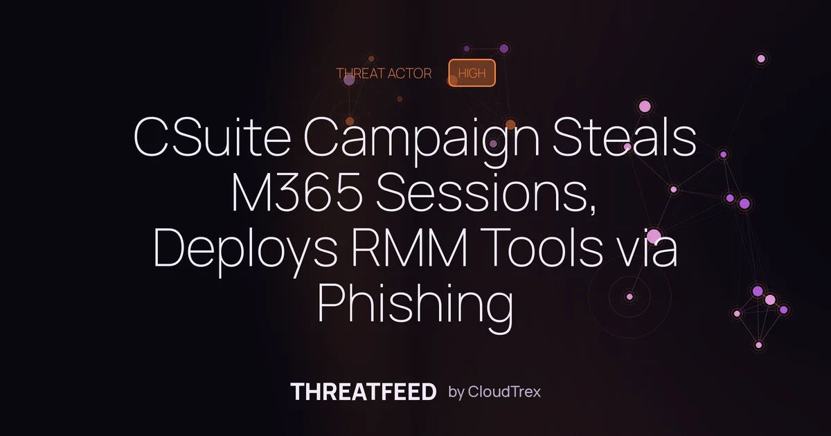 CSuite Campaign Steals M365 Sessions, Deploys RMM Tools via Phishing
