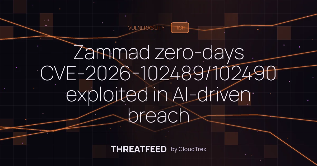 Zammad zero-days CVE-2026-102489/102490 exploited in AI-driven breach