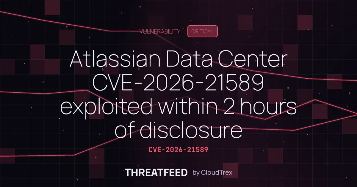 Atlassian Data Center CVE-2026-21589 exploited within 2 hours of disclosure
