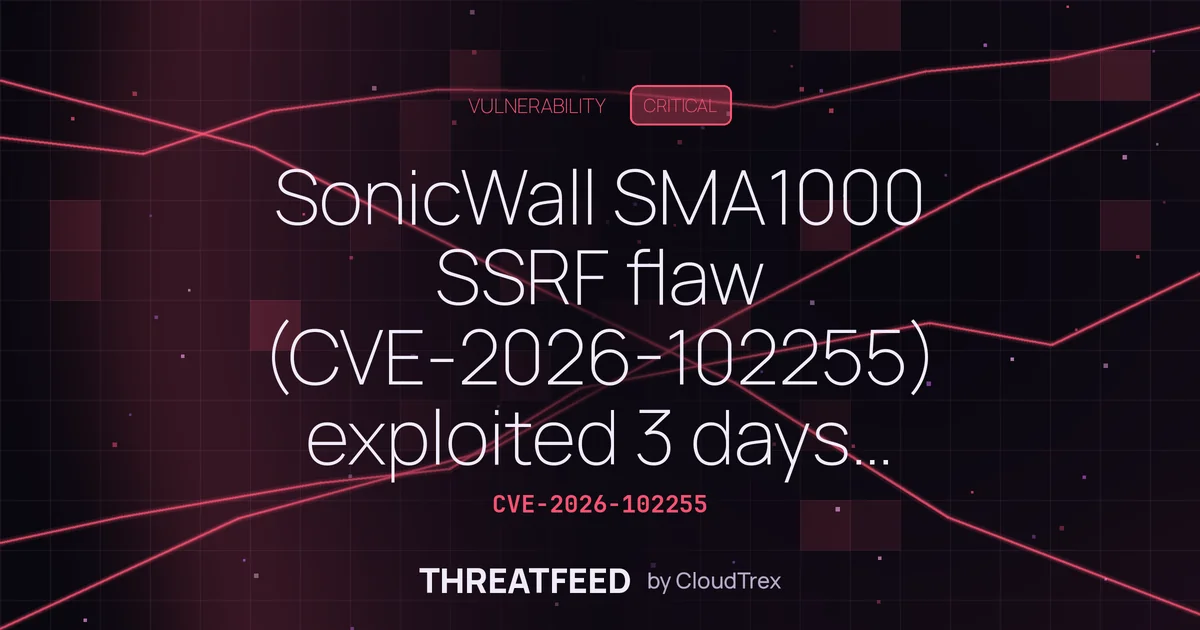 SonicWall SMA1000 CVE-2026-102255 exploited 3 days after patch release