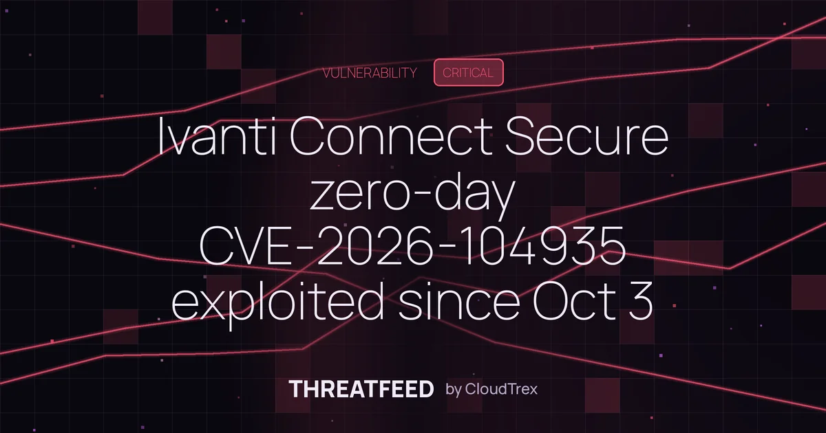 Ivanti Connect Secure zero-day CVE-2026-104935 exploited since Oct 3