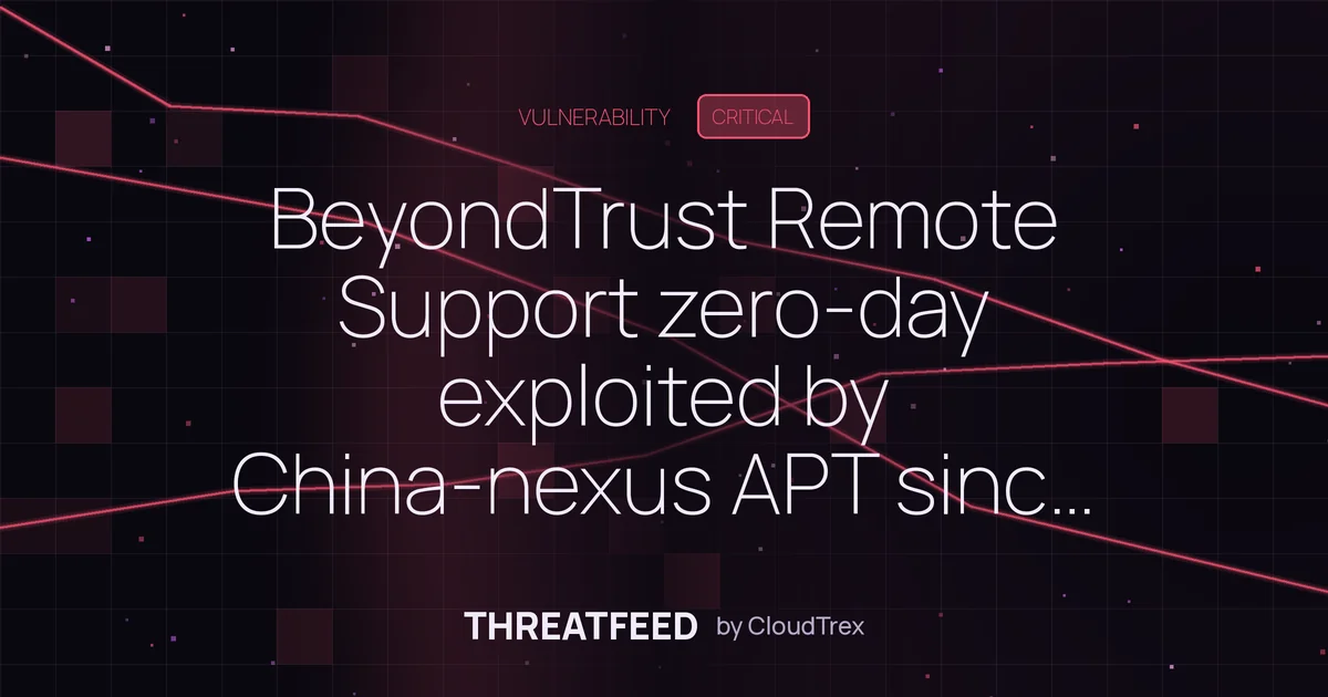BeyondTrust Remote Support zero-day exploited by China-nexus APT since August