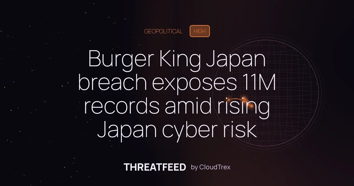 Burger King Japan breach exposes 11M records amid rising Japan cyber wave