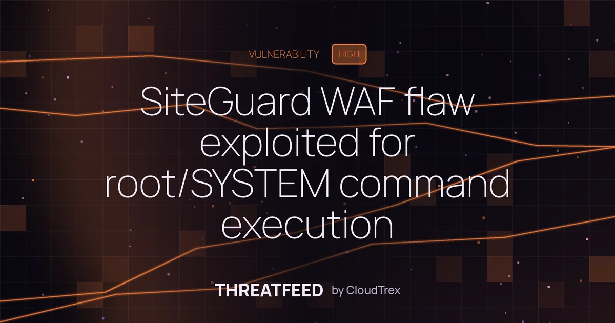 SiteGuard WAF flaw CVE-2026-106931 exploited for root/SYSTEM RCE