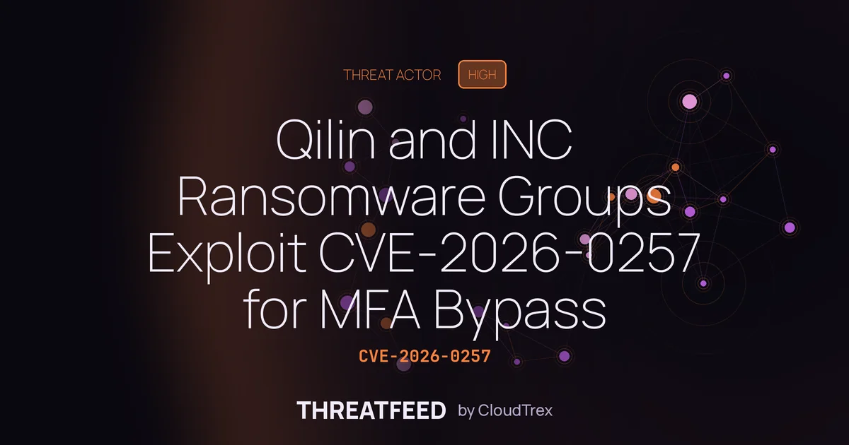 Qilin and INC Ransomware Groups Exploit CVE-2026-0257 for MFA Bypass
