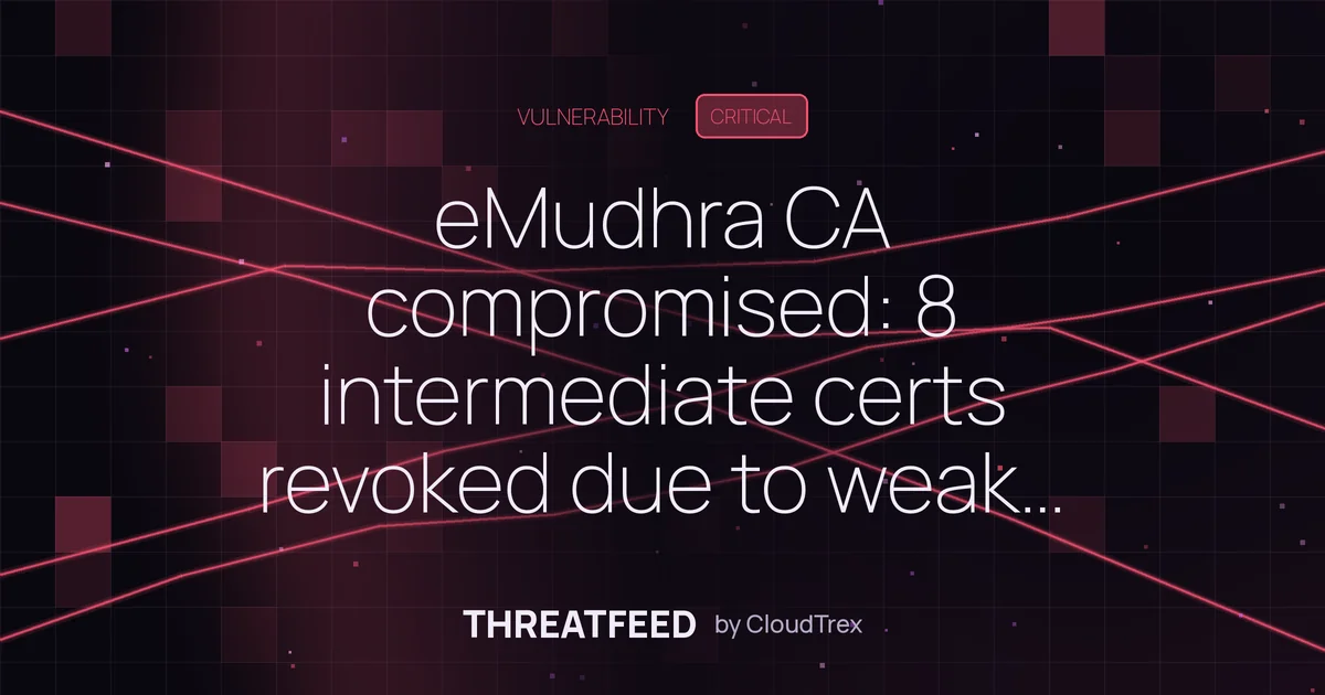 eMudhra CA issued 8 certificates with instantly crackable private keys