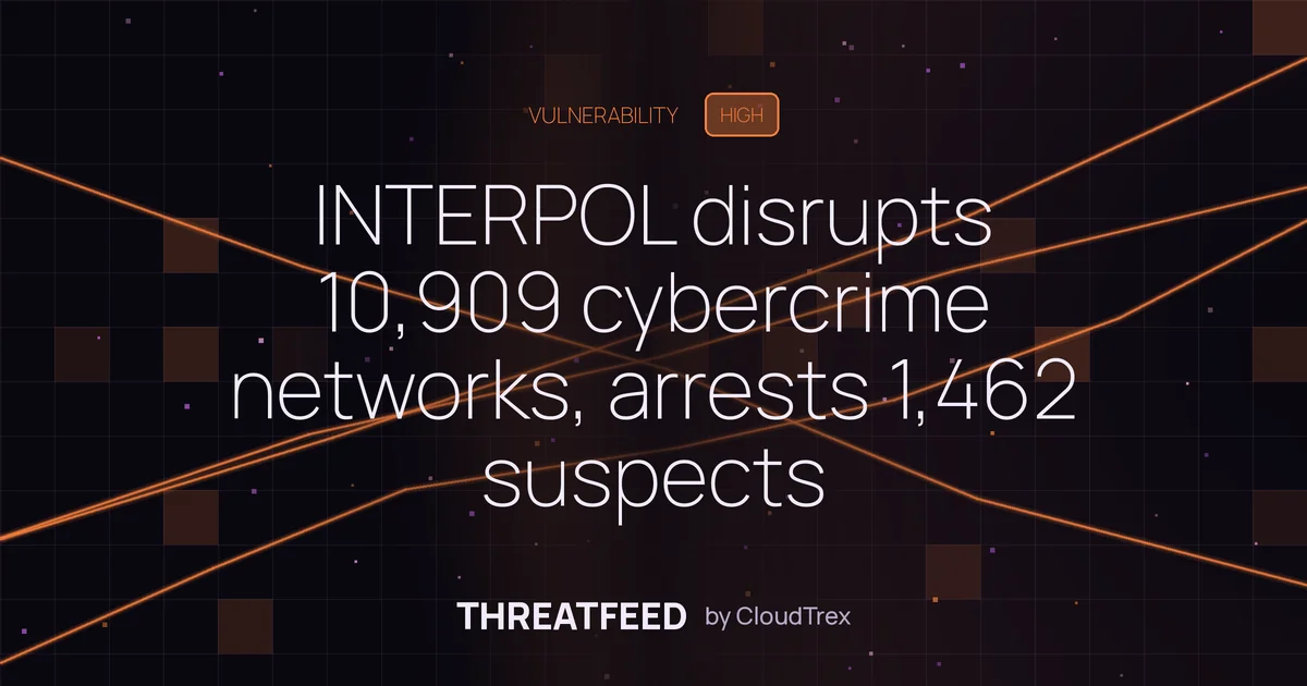 INTERPOL disrupts 10,909 cybercrime networks, arrests 1,462 in 21 countries