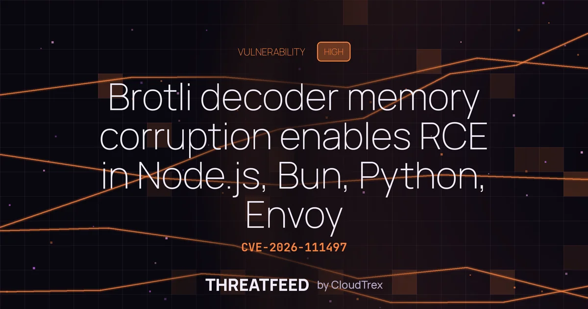 Brotli decoder memory corruption enables RCE in Node.js, Bun, Python, Envoy