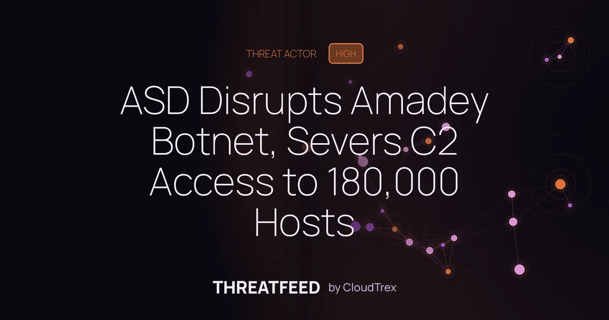 ASD Disrupts Amadey Botnet, Severs C2 Access to 180,000 Hosts